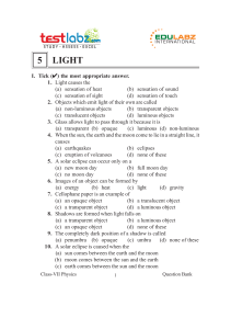 QuestionBank of light