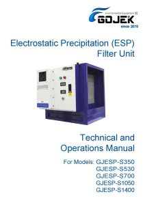 Manual of Electrostatic Air Cleaner/Electrostatic Precipitator/oil mist collector/ESP/UV Ozone Generator GJESP Series 