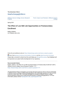 The Effect of Low Skill Job Opportunities on Postsecondary Enroll