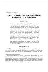 An Analysis of Interest Rate Spread in the Banking Sector in Bangladesh