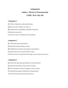 Assignment -physic of nanomaterial