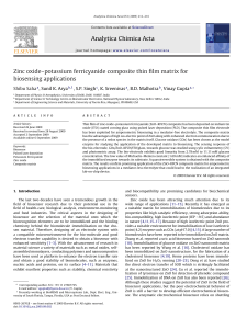 Zinc oxide–potassium ferricyanide composite thin film matrix for