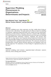 Supervisor Phubbing: Determinants & Impacts on Employees