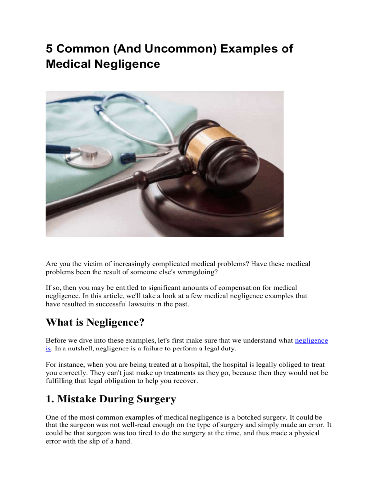 medical negligence dissertation