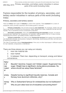 Primary, secondary, and tertiary sector industries in various parts of the world (including India)   Gaurav Chandra