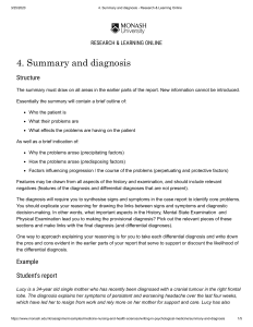 Monash. Summary and diagnosis - Research & Learning Online