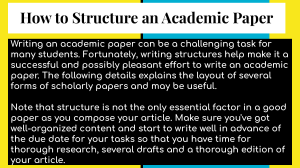 How to Structure an Academic Paper