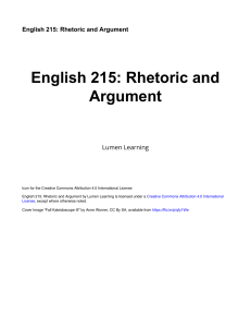 English 215 Class Book Rhetoric and Argument