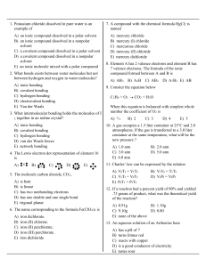Chem H Final Review #2 STUDENT EDITION