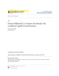 Darius Milhaud's La Création du Monde- conductors guide