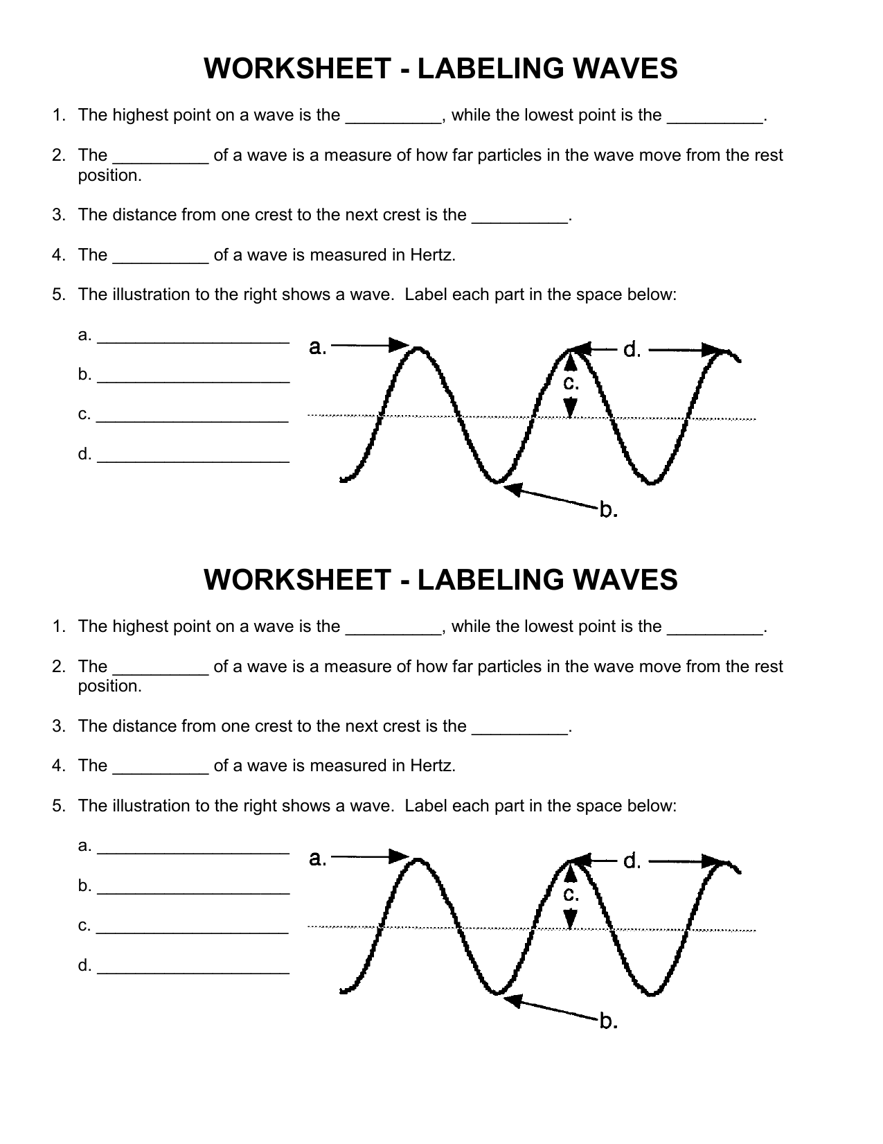 labeling waves worksheet Within Worksheet Labeling Waves Answer Key