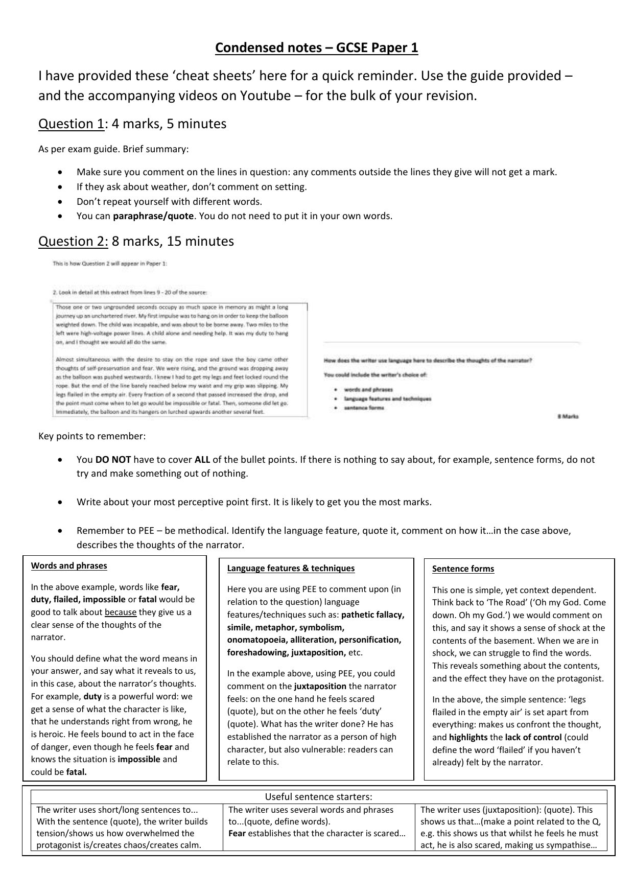 Aqa Gcse English Language For 16 : A One Year Course Exemplar Answers ...