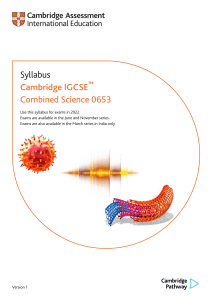 Cambridge IGCSE Combined Science Syllabus 2022