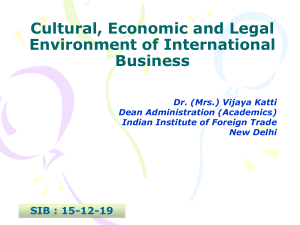 Cultural  Economic and Legal Environment of International Business