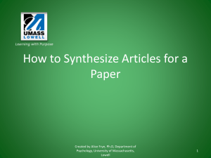 Copy of How to Synthesize Articles for a Paper