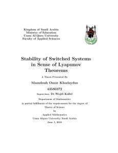 Stability of switched systems in Sense of Lyapunov Theorems, and via Dwell Time 