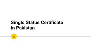 Take Counsel Regarding Single Status Certificate in Pakistan