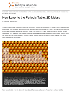 2d metals a new layer to the periodic table