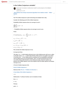 David Cole's answer to 'Is the Collatz Conjecture solvable?'  on Quora (Reference Link: https://www.math10.com/forum/viewtopic.php?f=63&t=1485&sid=1ff7a1600e40982484c032872116b0ba&start=20)