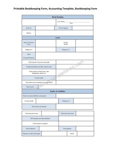 Printable Bookkeeping Form
