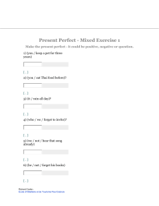 Unit 15- Present perfect worksheet hand out.