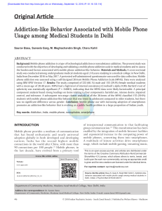 1 Addiction-like Behavior Associated with Mobile Phone Usage among Medical Students in Delhi