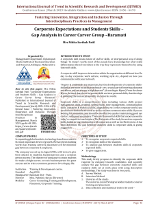 Corporate Expectations and Students Skills - Gap Analysis in Career Carver Group -Baramati