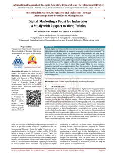Digital Marketing a Boost for Industries A Study with Respect to Miraj Taluka
