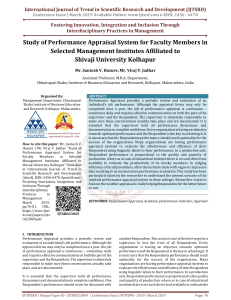 Study of Performance Appraisal System for Faculty Members in Selected Management Institutes Affiliated to Shivaji University Kolhapur