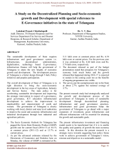 A Study on the Decentralized Planning and Socio economic growth and Development with special reference to e Governance initiatives in the state of Telangana
