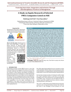 A Study on Equity Research of Selected FMCG Companies Listed on NSE