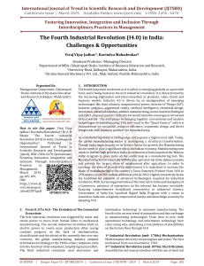 Industry 4.0 in India: Challenges and Opportunities