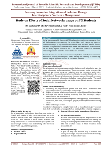 Study on Effects of Social Networks Usage on PG Students