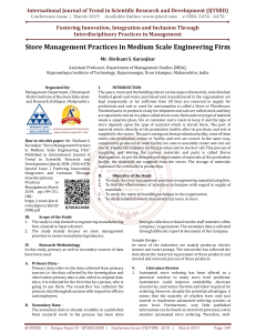 Store Management Practices in Medium Scale Engineering Firm