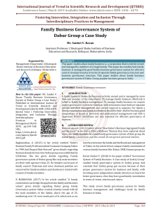 Family Business Governance System of Dabur Group a Case Study