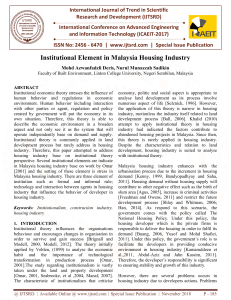 Institutional Element in Malaysia Housing Industry