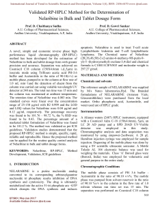 Validated RP HPLC Method for the Determination of Nelaribine in Bulk and Tablet Dosage Form