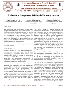 Evaluation of Interpersonal Relations in University Students