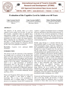 Evaluation of the Cognitive Level in Adults over 60 Years