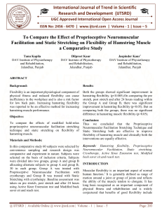 To Compare The Effect Of Proprioceptive Neuromuscular Facilitation and Static Stretching on Flexibility of Hamstring Muscle A Comparative Study