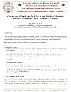 Comparison of Septic and Octic Recursive B spline Collocation Solutions for Seventh Order Differential Equation