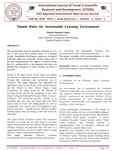 Thumb Rules for Sustainabile Learning Environment