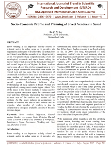 Socio Economic Profile and Planning of Street Venders in Surat