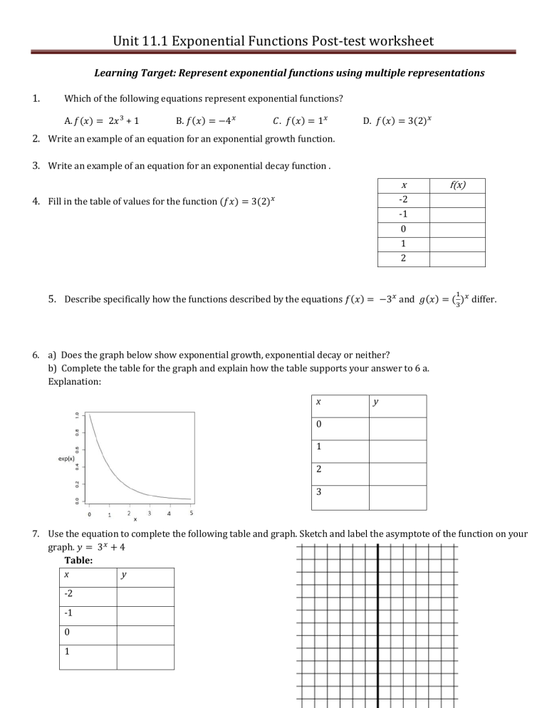 Unit 3 Functions Test Answers