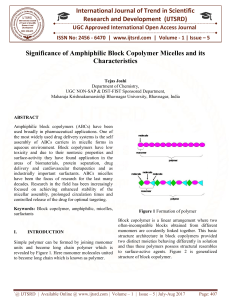 Significance of Amphiphilic Block Copolymer Micelles and its Characteristics