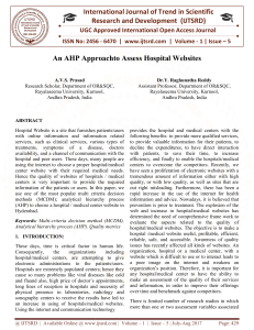 An AHP Approachto Assess Hospital Websites