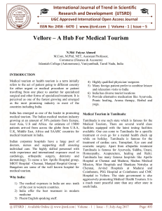 Vellore A Hub for Medical Tourism