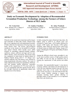 Study on Economic Development by Adoption of Recommended Groundnut Production Technology among the Farmers of Sehore District of M.P, India