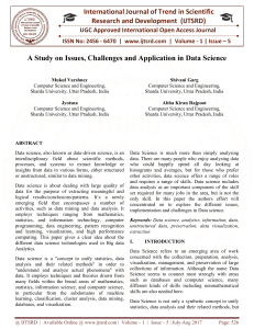 A Study on Issues, Challenges and Application in Data Science