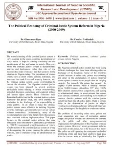The Political Economy of Criminal Justic System Reform in Nigeria 2000 2009